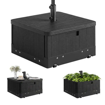3-in-1 Outdoor Umbrella Base with Wheels, Side Table, Planter Box, 175lbs, Black Umbrella Bases at Gallery Canada