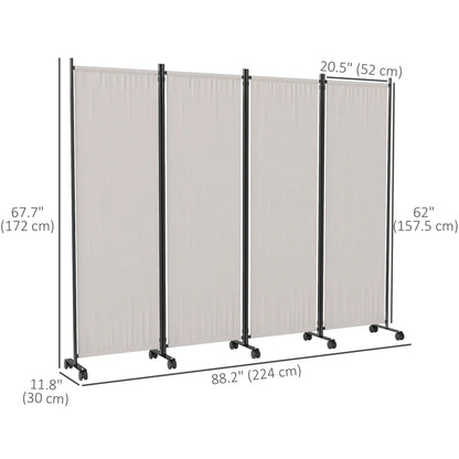 Folding Room Divider with Wheels, Privacy Screen, 5.6ft Tall Side Awnings at Gallery Canada