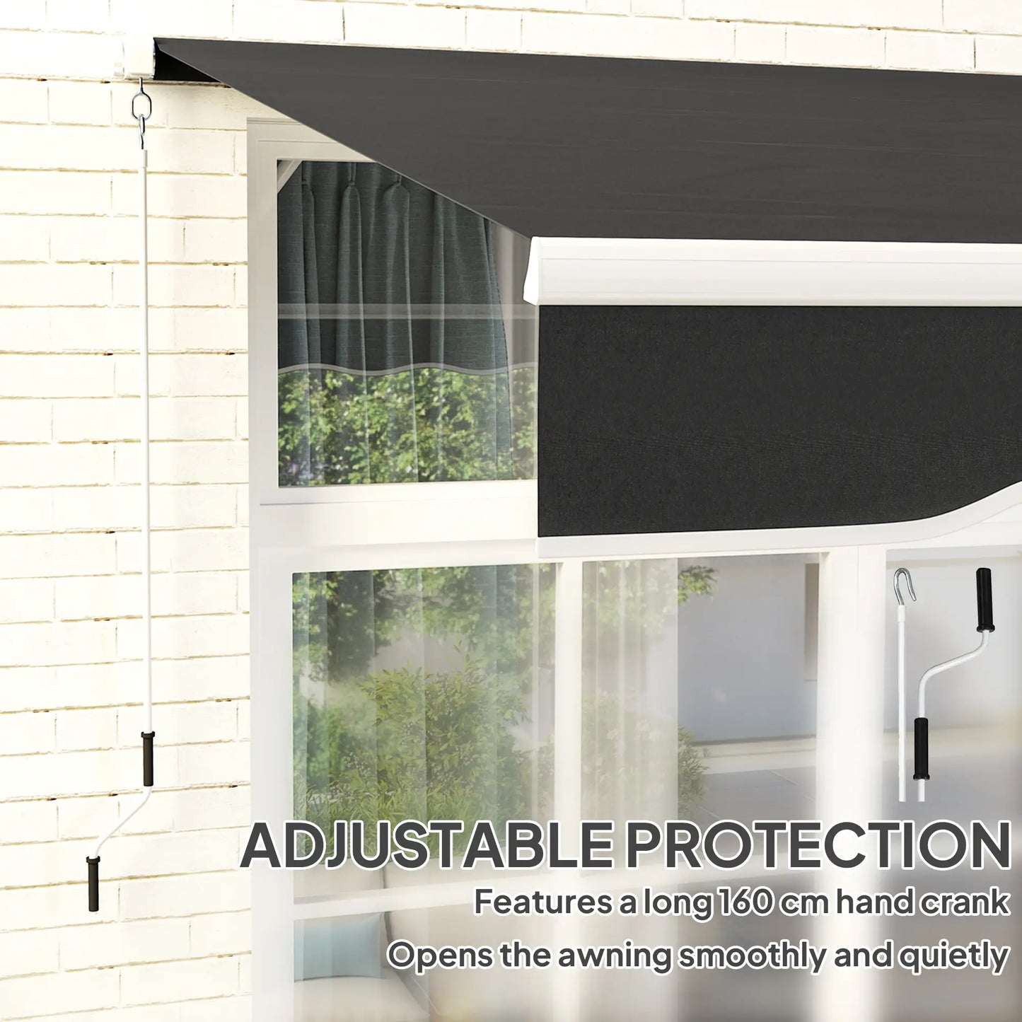 8' x 7' Retractable Patio Awning, UV Water-Resistant Fabric, Black Patio Awnings at Gallery Canada