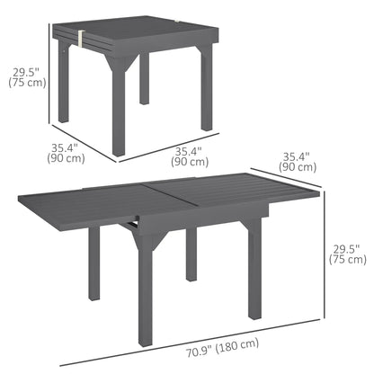 35-71 Inch Extendable Aluminum Outdoor Dining Table, Slatted Top, Grey Patio Dinning Tables at Gallery Canada