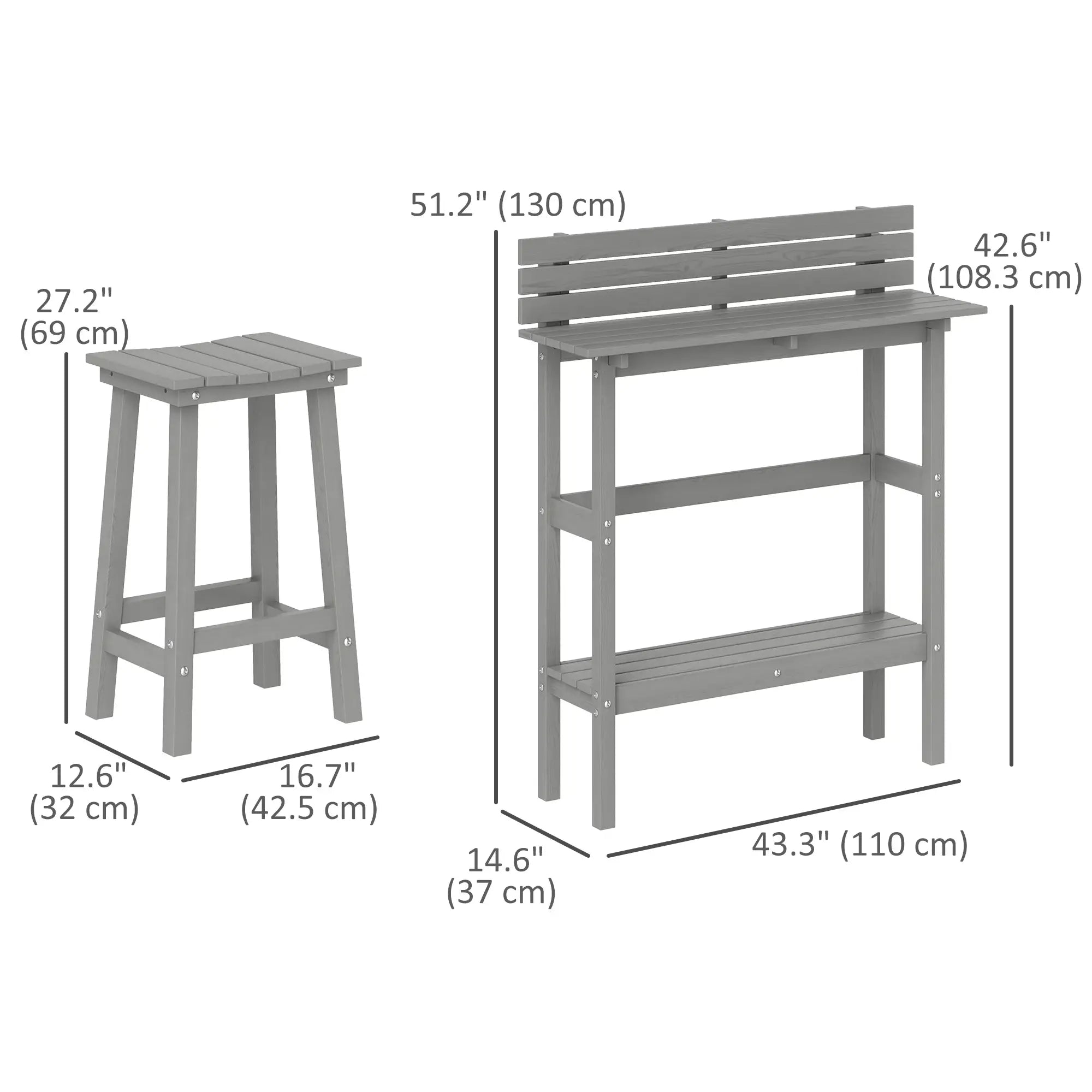 3 Piece Patio Bar Set, 43