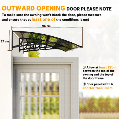 Polycarbonate Window Awning, 40" x 80", UV Rain Snow Protection, Brown Door Awnings at Gallery Canada