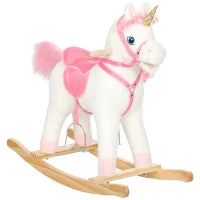 Cheval à bascule licorne, jouet à monter, sons, blanc, 3-5 ans, blanc
