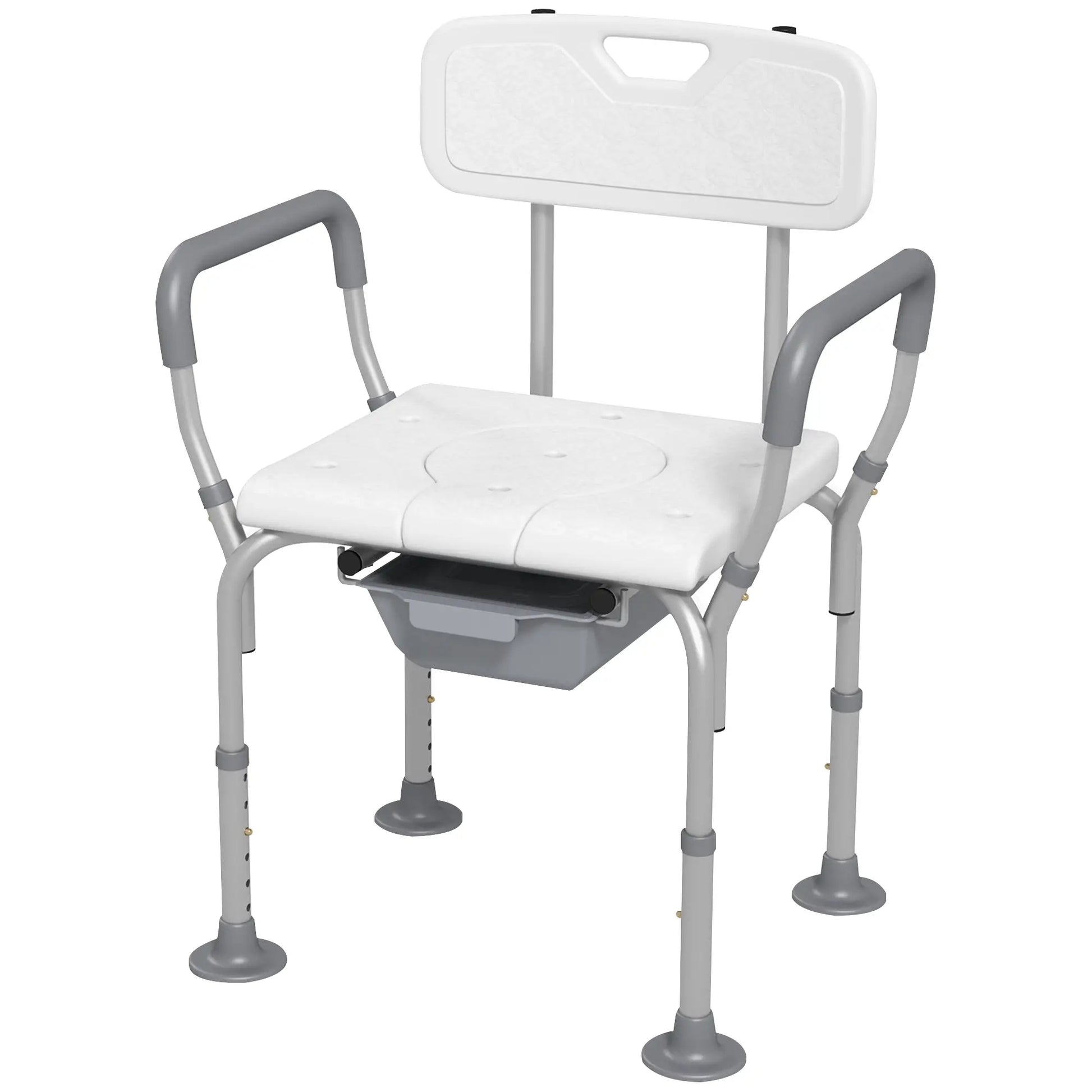3-in-1 Shower Chair with Back, Adjustable Commode, Raised Toilet Seat Bath Chairs White at Gallery Canada