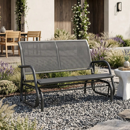 Patio Double Glider Sling Bench, Steel Garden Swing Chair, Grey Outdoor Gliders at Gallery Canada