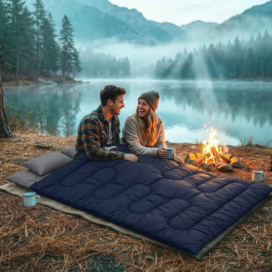 Queen Size Double Sleeping Bag For Adults, Cold Weather, Blue Camping Cots at Gallery Canada