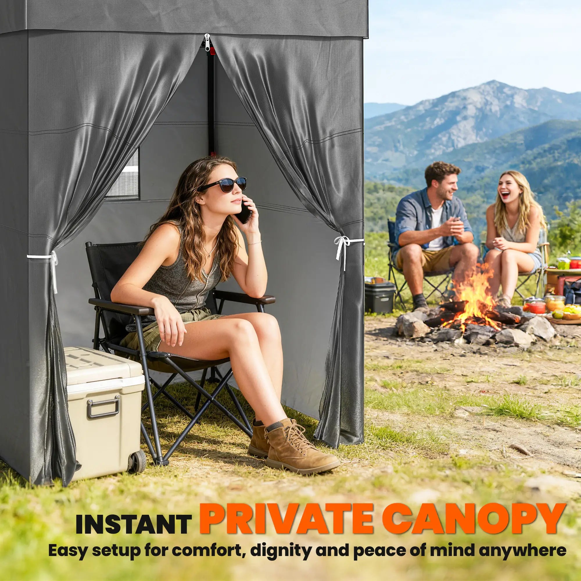 5 x 5 ft Compact Pop Up Canopy Tent, UPF 50+ Changing Room, Portable Instant Privacy Canopy, Dark Grey Pop Up Canopies at Gallery Canada