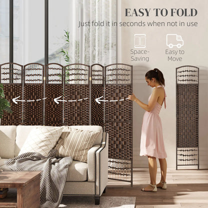 8 Panel Folding Room Divider, Portable Privacy Screen, Brown Room Dividers at Gallery Canada