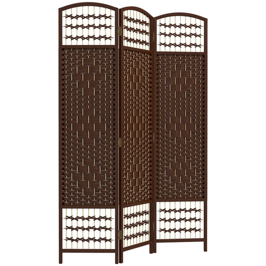 3 Panel Folding Room Divider, Portable Privacy Screen, Brown Room Dividers Brown at Gallery Canada