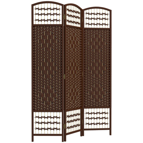 3 Panel Folding Room Divider, Portable Privacy Screen, Brown