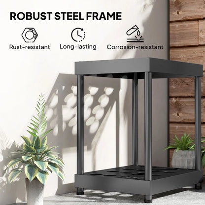 Heavy-Duty Metal Garden Tool Storage Rack, 16 Tool Organizer