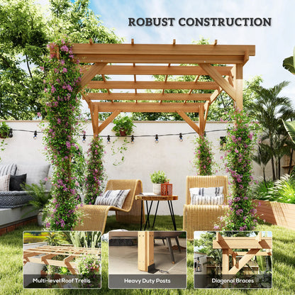 6.6' x 6.6' Wood Pergola, Outdoor Gazebo Grape Trellis, Dark Brown Pergolas at Gallery Canada