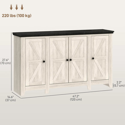 Rustic Sideboard, Buffet Cabinet, Adjustable Shelves, White Wood Grain, White Storage Cabinets at Gallery Canada