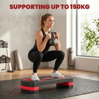 Adjustable Aerobic Stepper, Exercise Step Platform, 4"-6"-8", Red