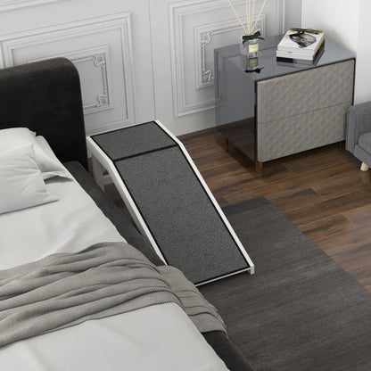 Pet Ramp, Dog Cat Bed Steps, Non-Slip Carpet, 49"L x 16"W x 14"H, White Grey Dog Stairs at Gallery Canada