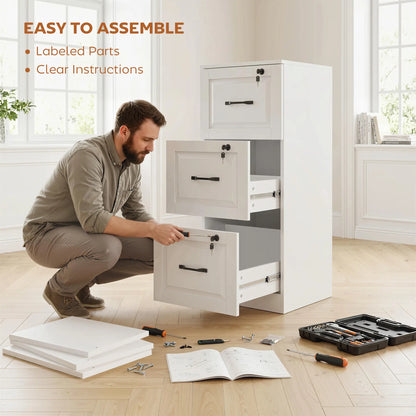 3 Drawer File Cabinet With Lock, Vertical Filing Cabinet, White Office Cabinets & Cupboards at Gallery Canada