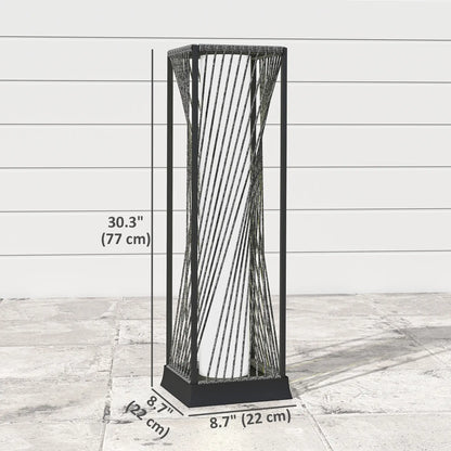Rattan Solar Floor Lamp, Auto On/Off LED, IP44, Grey Solar Post Lamps at Gallery Canada