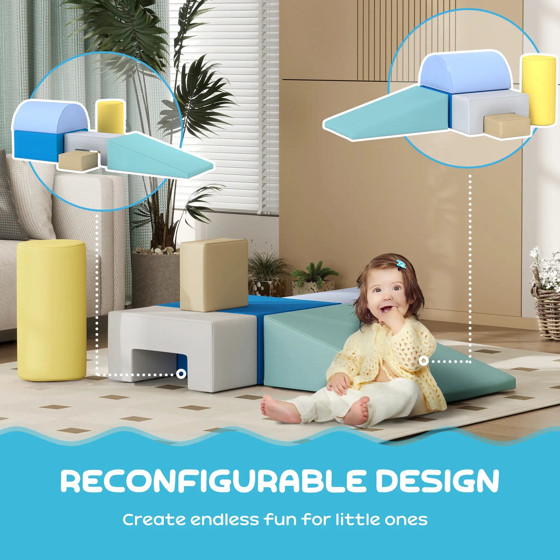 6 Piece Soft Play Equipment, 6-72 Months, Green, Yellow Baby Gym & Playmats at Gallery Canada