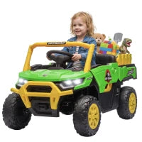 Tracteur Électrique pour Enfants 12V, Télécommande, Double Moteur, Vert