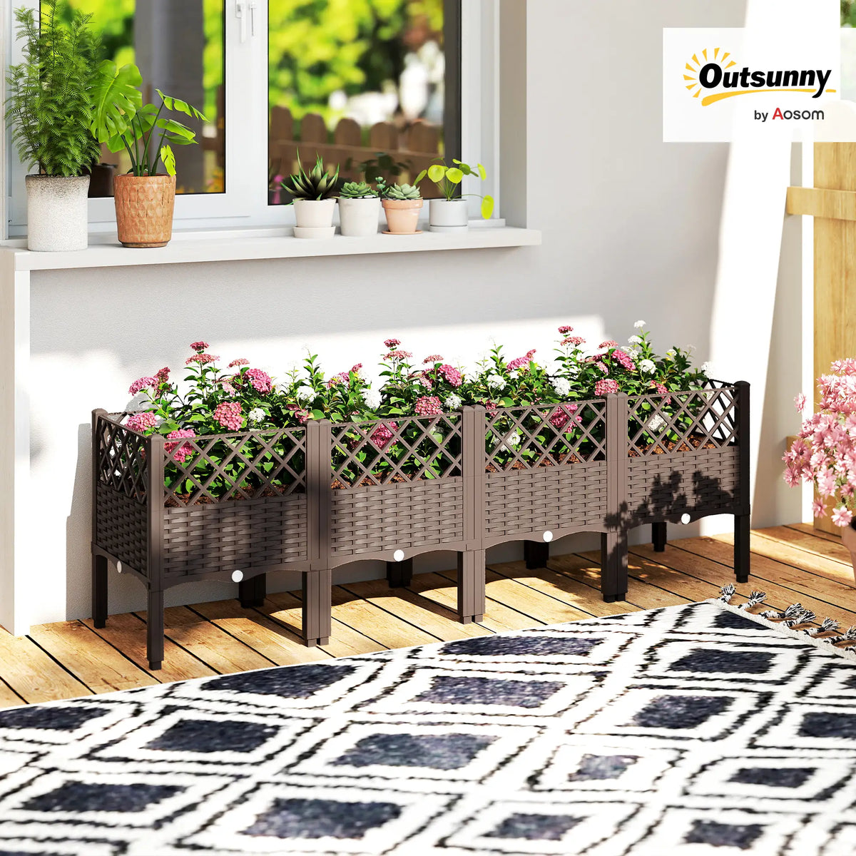 Raised Garden Bed With Legs, Self Watering Planter Box, 63" x 15.7" x 20.3" Elevated Garden Beds at Gallery Canada