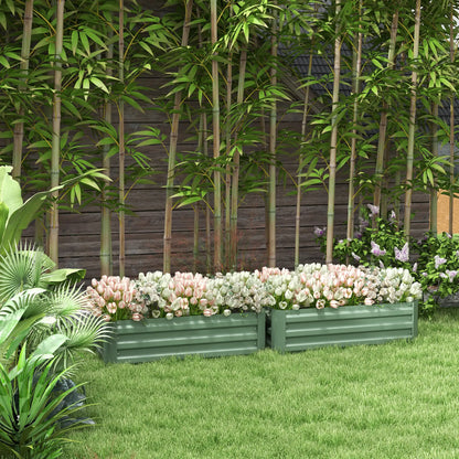 Steel Raised Garden Bed Set, 39"x20"x12", Green Galvanized Planter Boxes at Gallery Canada