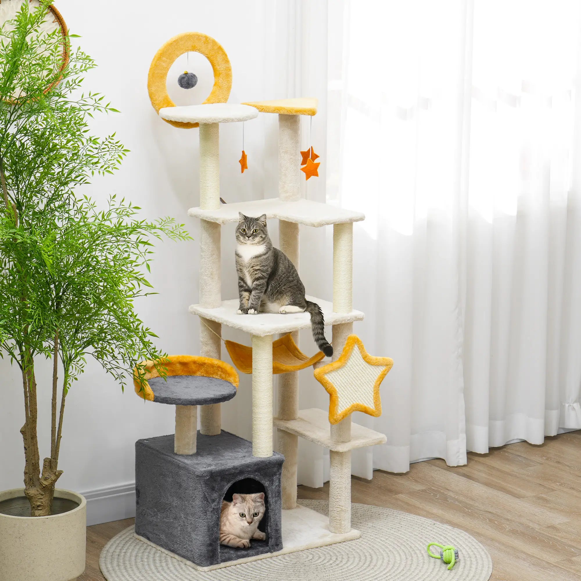Star Moon Cat Tree, Scratching Posts, Condo, Bed, Toys, Beige Cat Towers at Gallery Canada