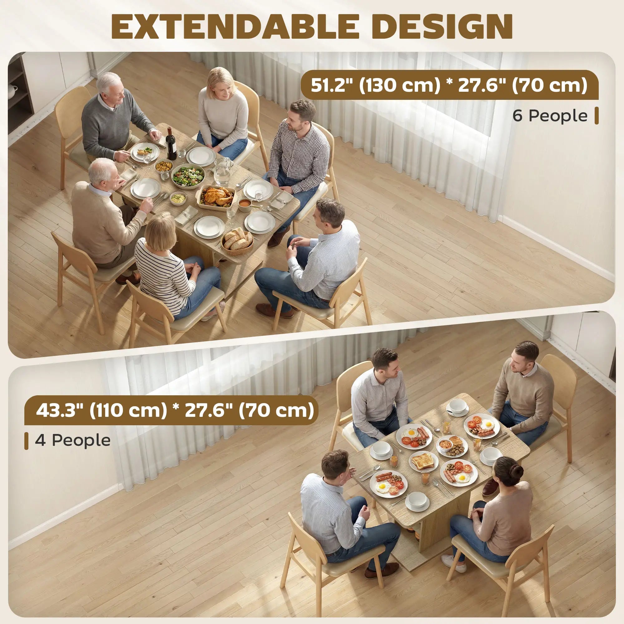 Extendable Dining Table, 43.3
