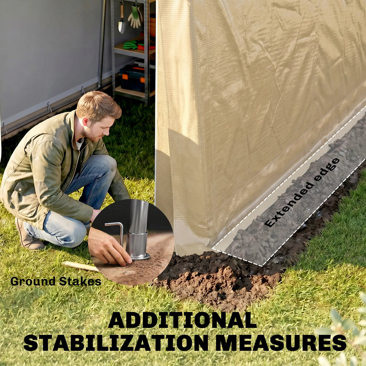 7' x 12' Outdoor Storage Shed, Portable Garage, Roll-up Door, Beige Sheds at Gallery Canada