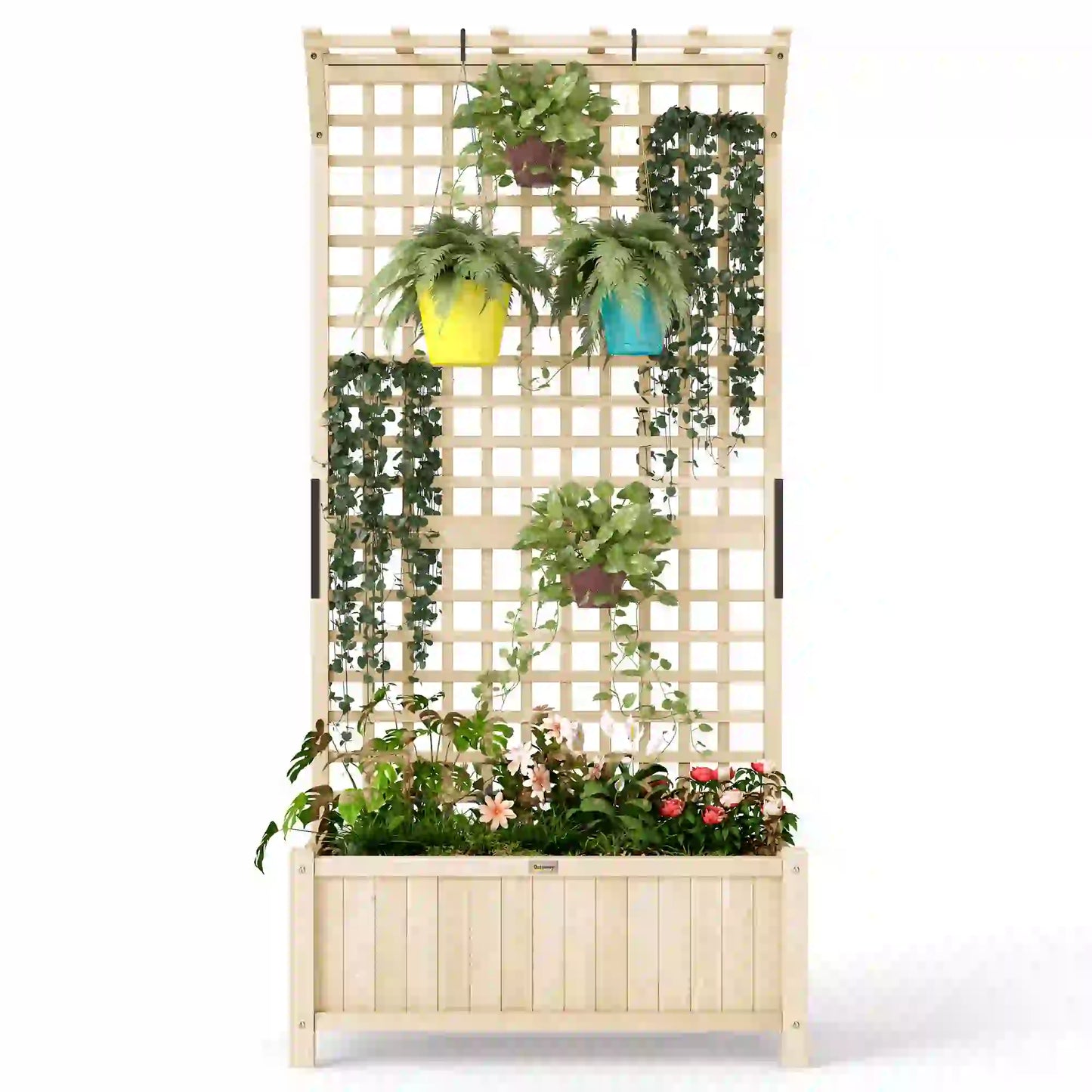 Wood Planter with Trellis, Raised Garden Bed, Privacy Screen, Natural Wood Raised Garden Beds at Gallery Canada