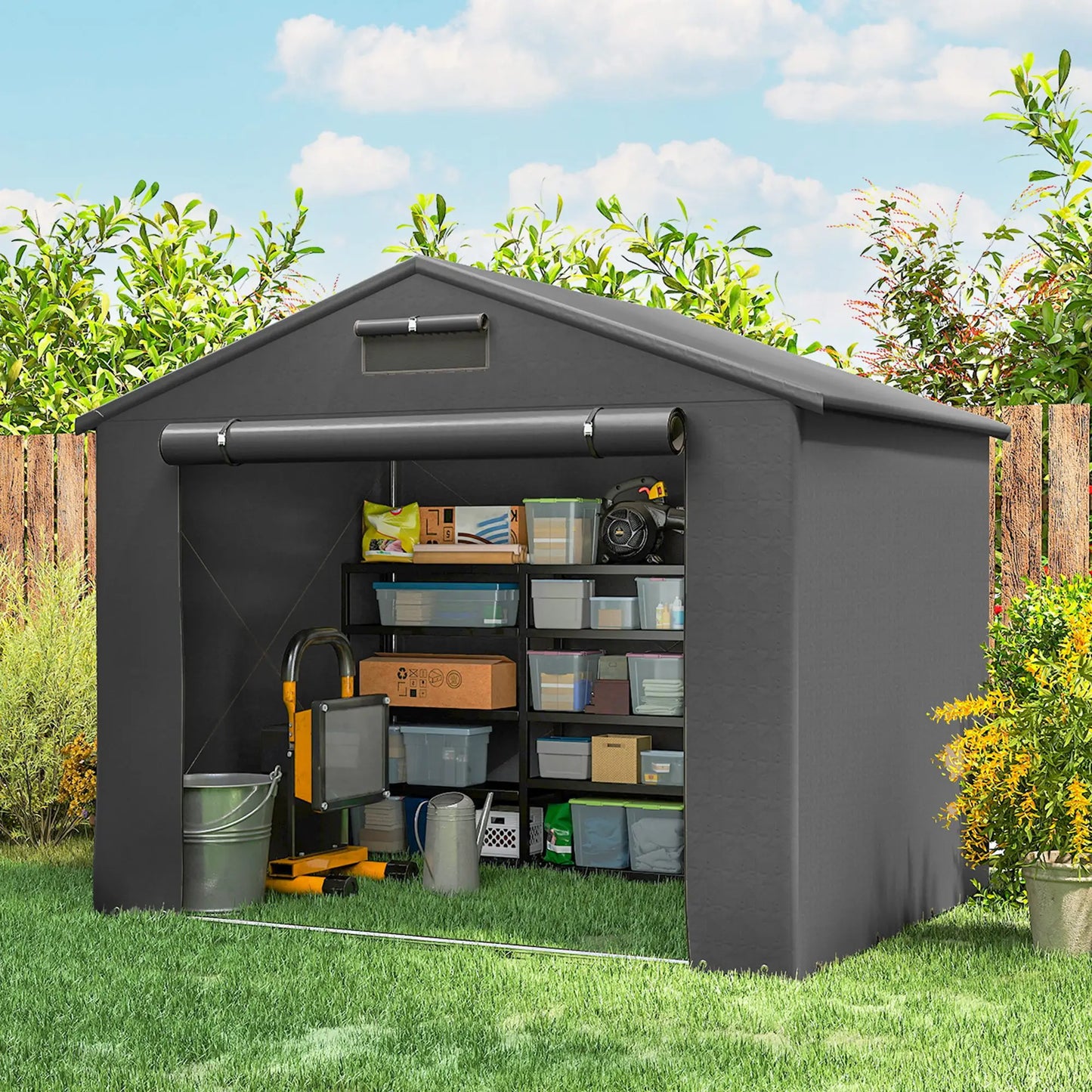 8' x 6' Portable Shed, Waterproof Bike Tent, Dark Grey