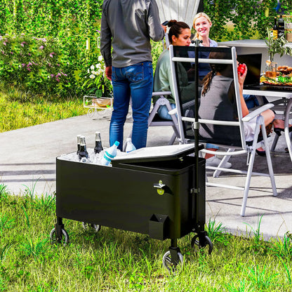 80-Qt Outdoor Cooler Cart, Rolling Ice Chest, Adjustable Handle, Wheels, Black Cooler Boxes at Gallery Canada