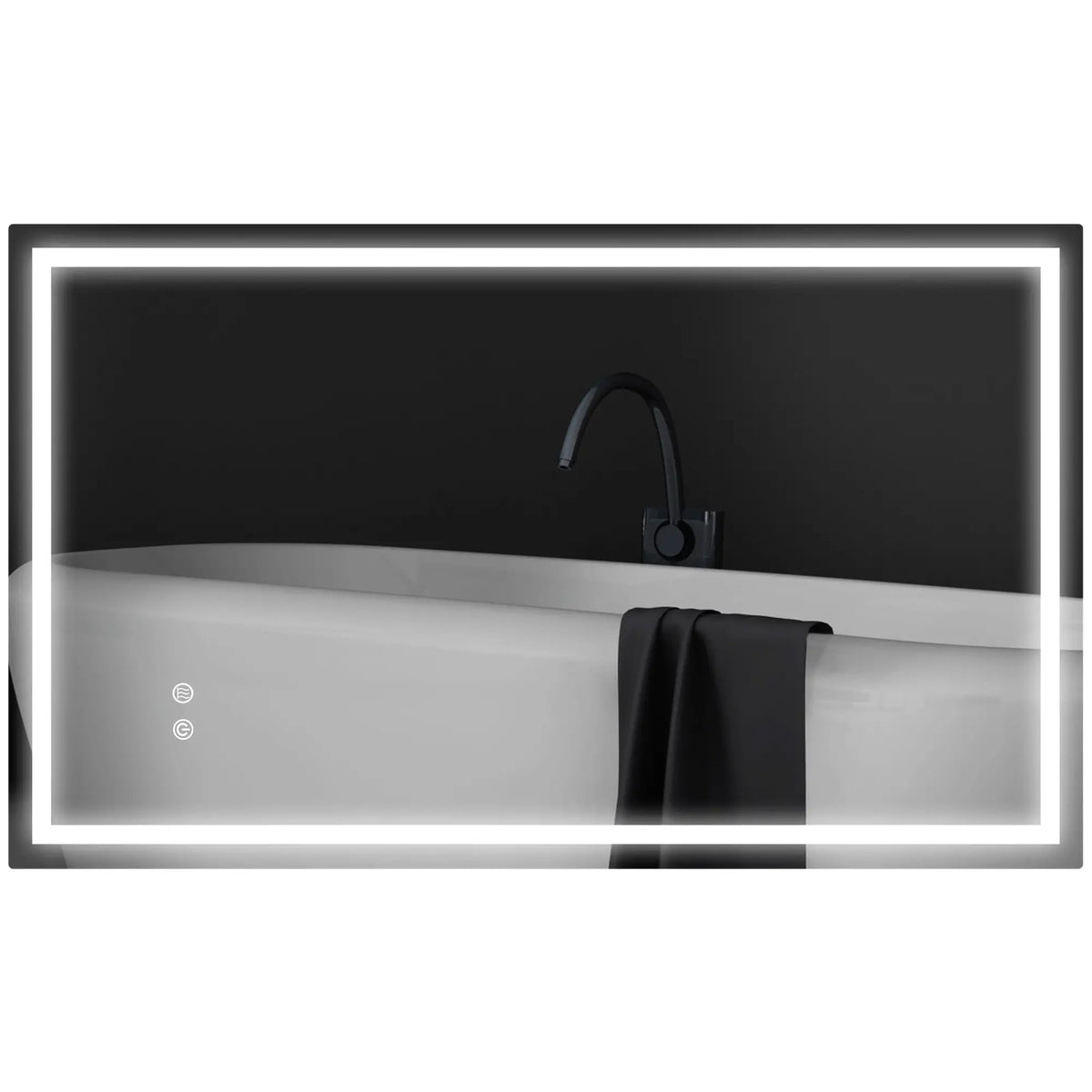 39" x 24" Miroir de Salle de Bain LED, Monté au Mur, Anti-Buée, Bouton Tactile, Clair