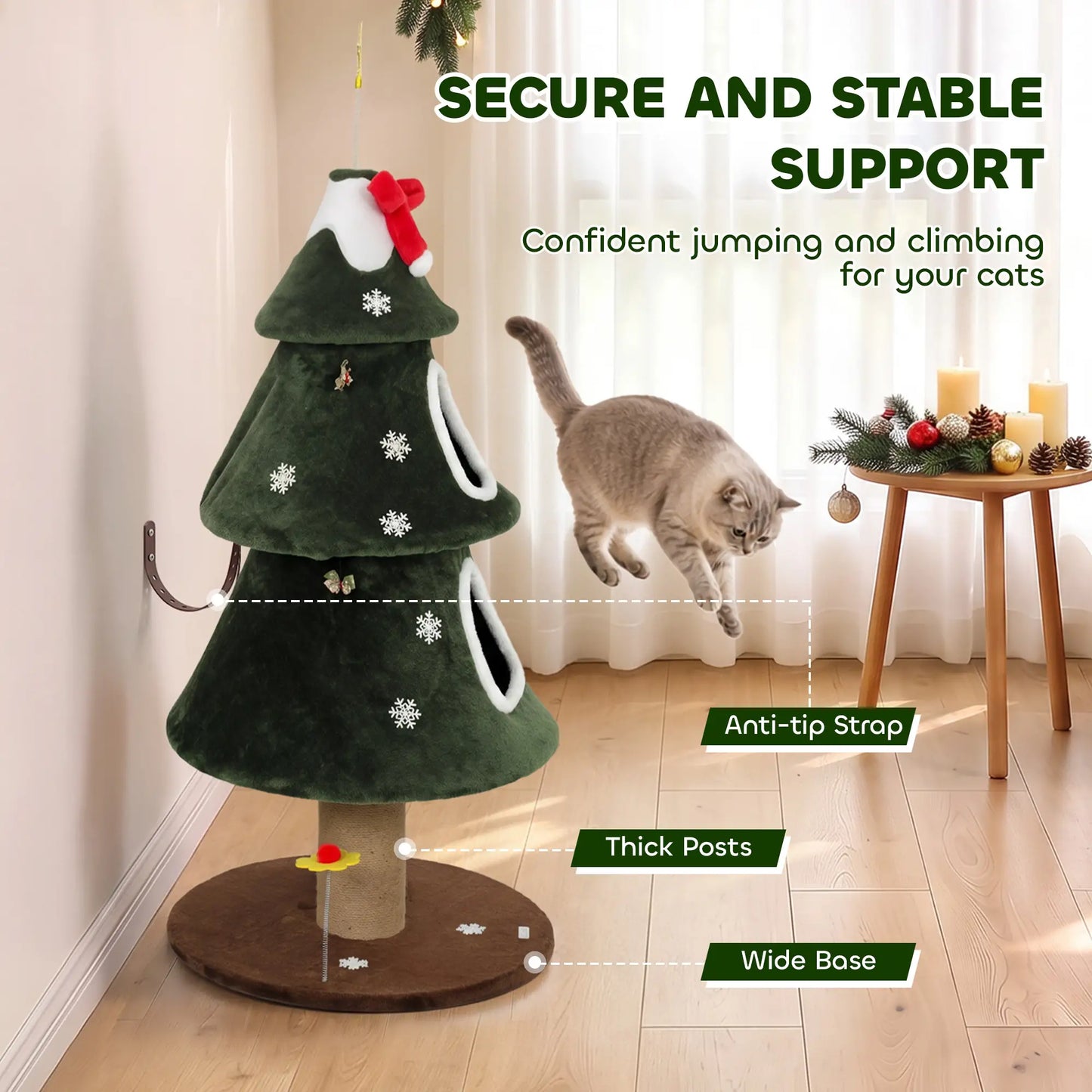 52'' Christmas Cat Tree, 2-Tier Tower with Condos & Scratchers Cat Trees at Gallery Canada