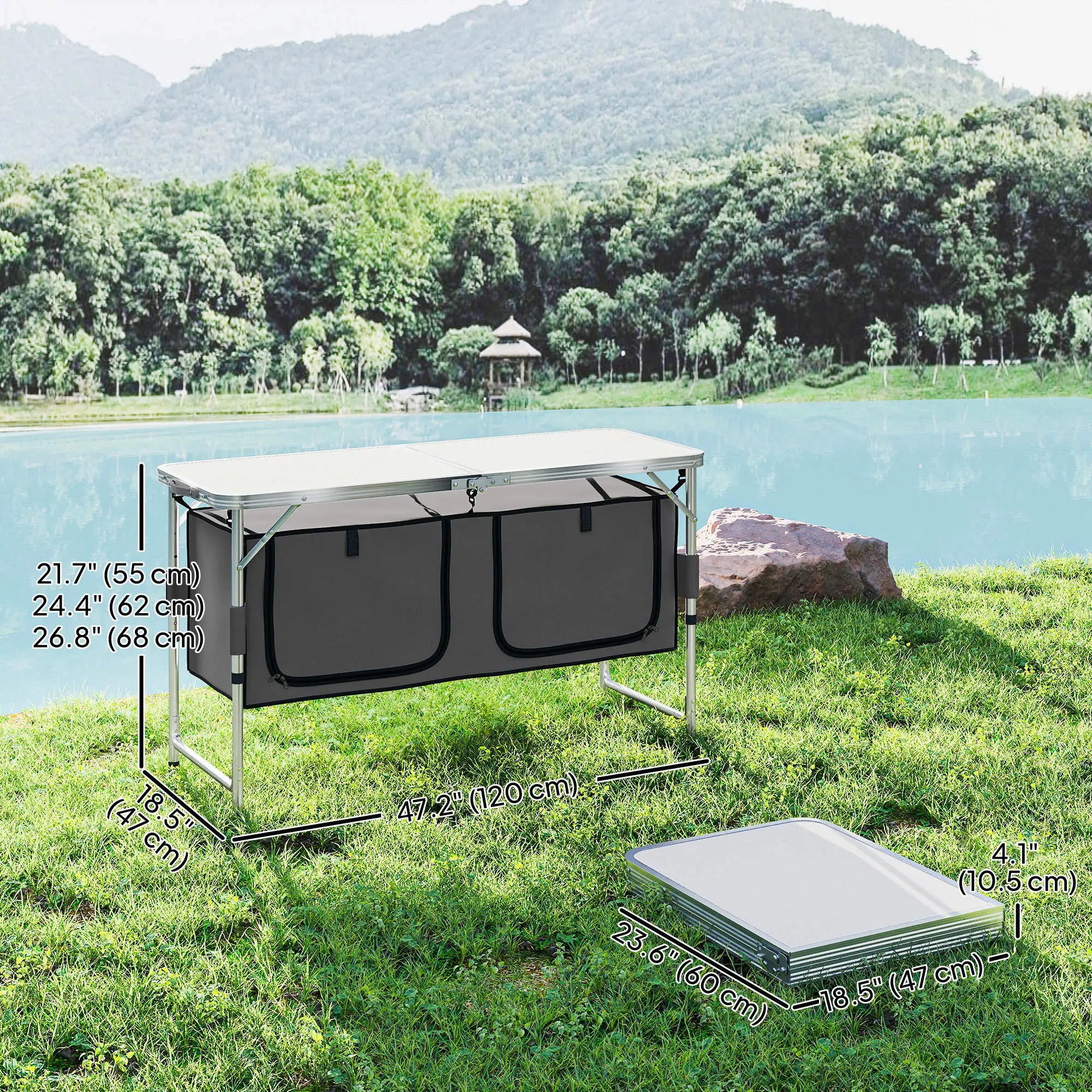 Adjustable Height Aluminum Folding Picnic Table, Outdoor Camping Picnic Tables & Camping Chairs at Gallery Canada