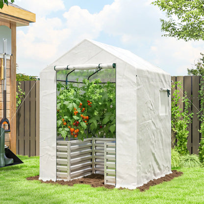 Galvanized Metal Greenhouse, Raised Garden Bed, 56" x 56" x 75", White Portable Greenhouses at Gallery Canada