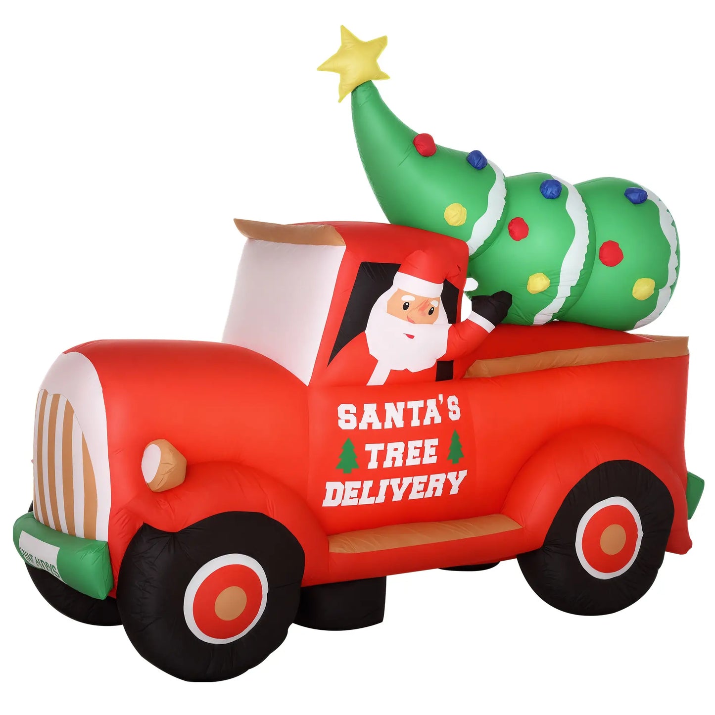 6ft Inflatable Santa Claus Driving Truck with LED Lights, Outdoor Yard Display Christmas Inflatables Red at Gallery Canada