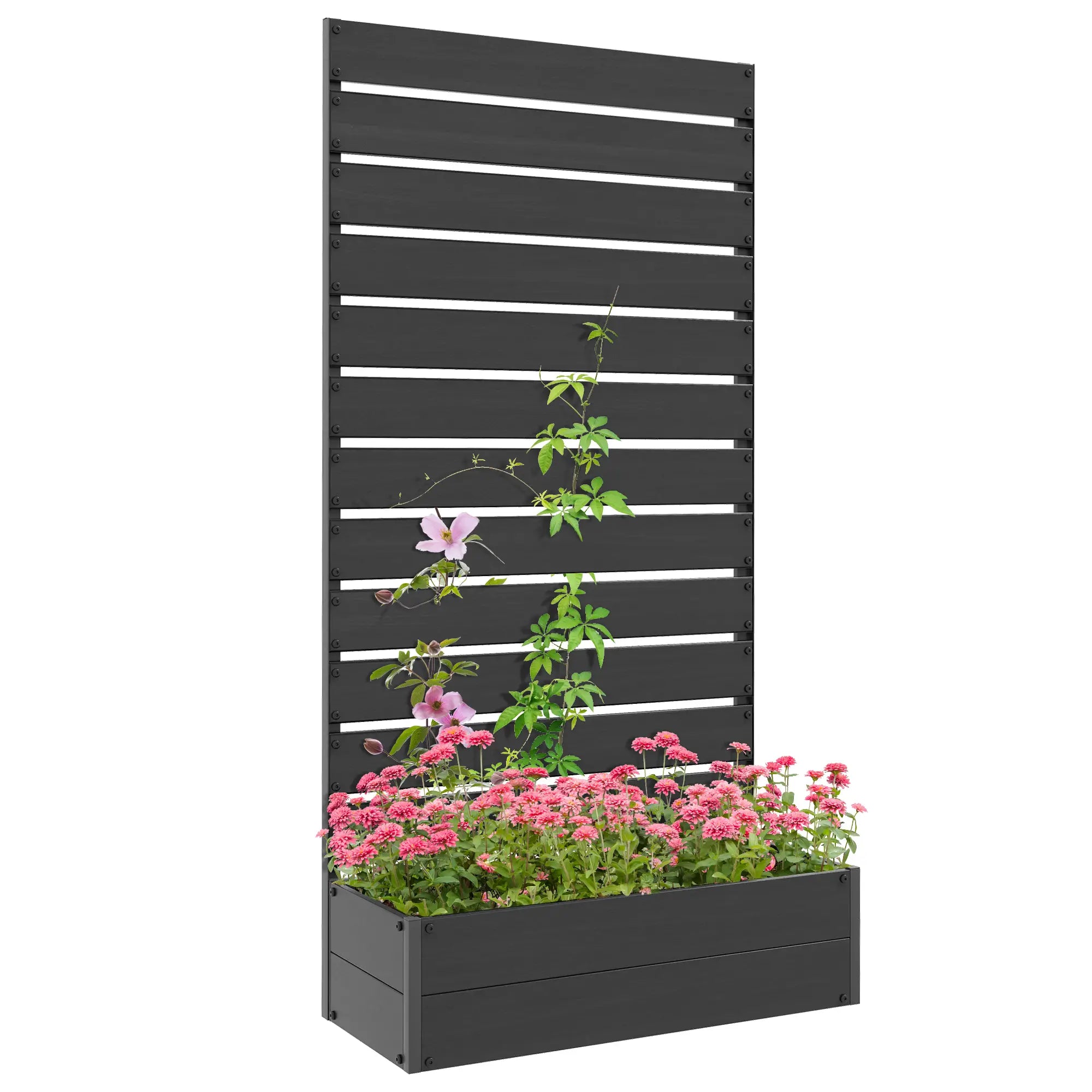Trellis Planter for Climbing Plants, Raised Garden Bed, Outdoor, Black Raised Garden Beds at Gallery Canada