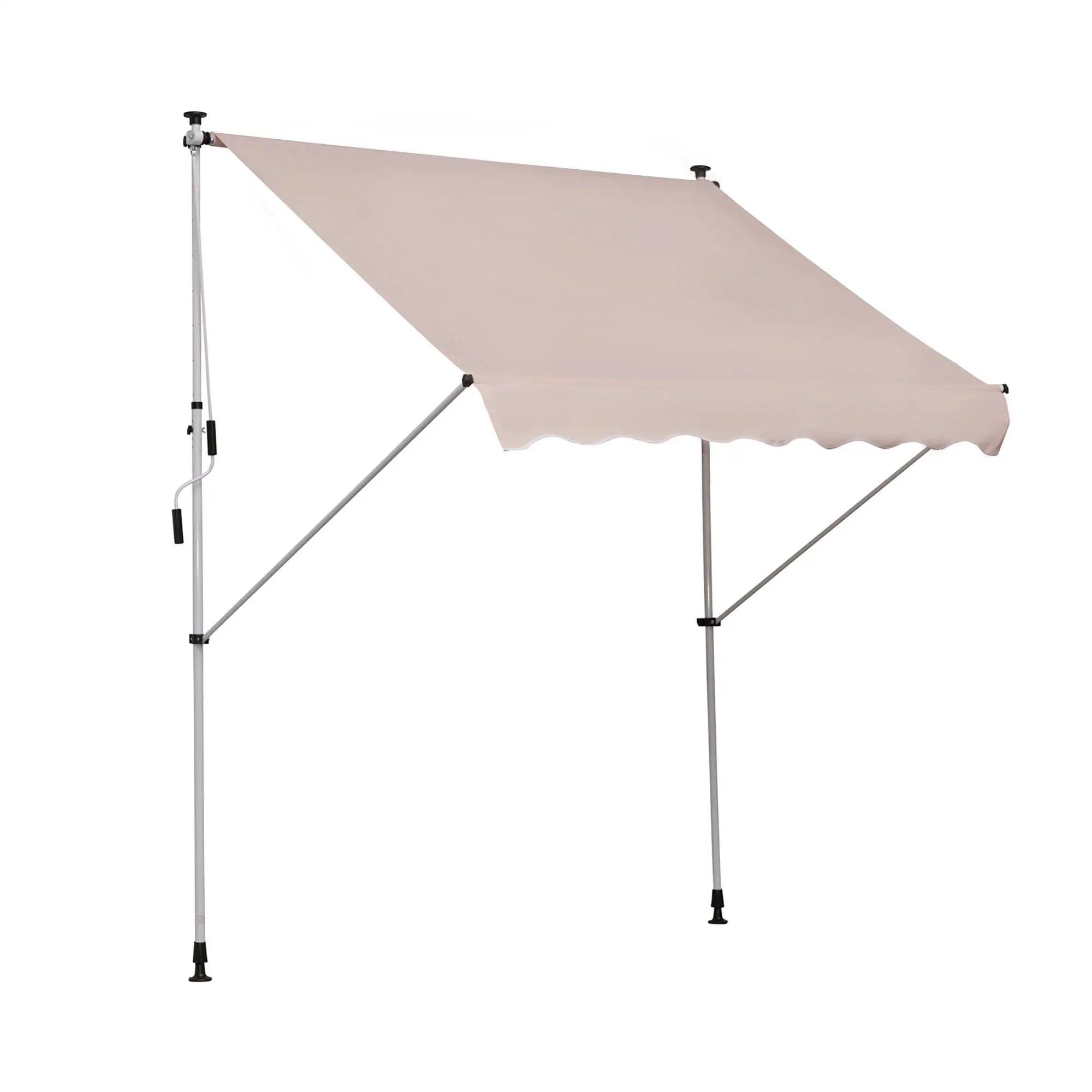 6.6'x5' Manual Retractable Patio Awning, UV Protector, Beige Door Awnings Beige at Gallery Canada