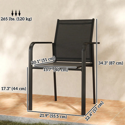 Stackable Patio Chairs Set of 4, 20" Deep Seat, All Weather Mesh, Black Outdoor Dining Sets at Gallery Canada