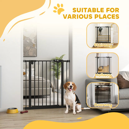 30 Inch Tall Pet Gate With Door, Pressure-Mounted, Black Houses, Kennels & Pens at Gallery Canada