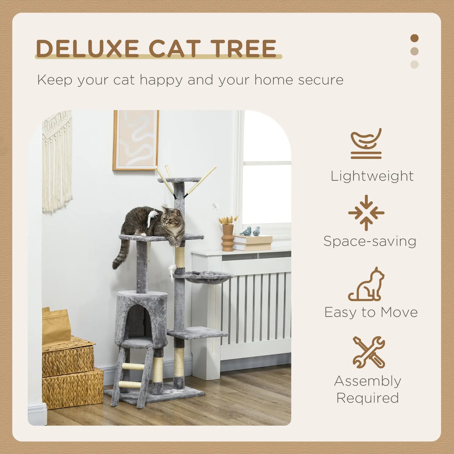 53 Cat Tree Tower, Kitten Activity Centre, Scratching Posts, Grey Cat Trees at Gallery Canada