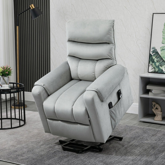 Lift Chair for Elderly, Massage Recliner Chair with 8 Vibration Points, Footrest, Remote Control, Side Pockets, Grey - Gallery Canada