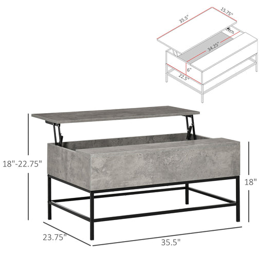 Lift Top Coffee Table with Hidden Storage Compartment Lift Tabletop Center Table for Living Room, Grey - Gallery Canada