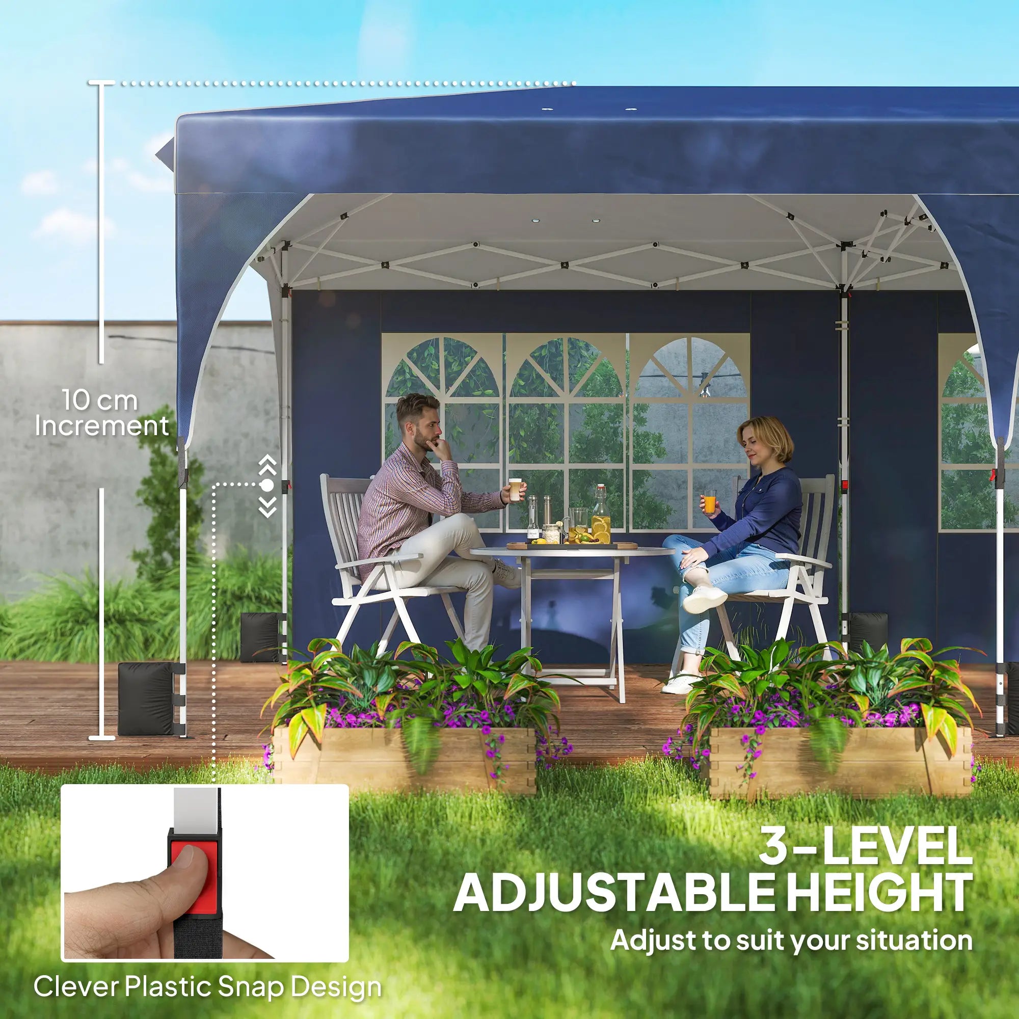 10 x 20 ft Pop Up Canopy Tent, UPF 50+, 6 Sandbags, Dark Blue Pop Up Canopies at Gallery Canada