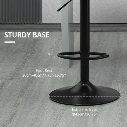 Swivel Barstools Set of 2, Adjustable with Footrest, PU Leather Back, Black, Grey Bar Stools at Gallery Canada