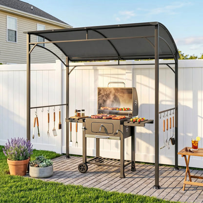 7' x 5' Charcoal Grey Garden Grill Canopy, BBQ Gazebo Tent With Steel Frame, Charcoal Grey BBQ Grill Gazebos at Gallery Canada