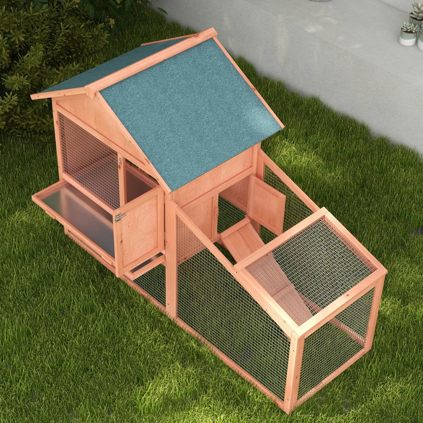 2 Tier Rabbit Hutch, Bunny House Guinea Pig Cage, Removable Tray, Ramp, Asphalt Roof Rabbit Hutch at Gallery Canada