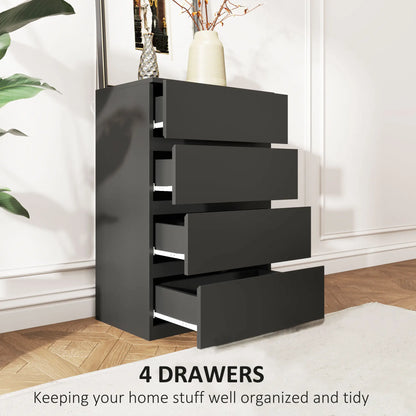 4 Drawer Chest, Freestanding Storage Unit, Black Storage Cabinets at Gallery Canada
