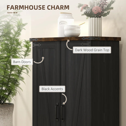 Farmhouse Kitchen Pantry Cabinet, Adjustable Shelves, Black Kitchen Pantry Cabinets at Gallery Canada