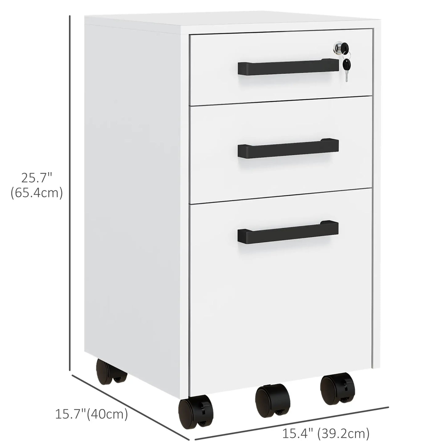 Lockable 3 Drawer File Cabinet, Hanging Bars, Letter A4 Size, White Office Cabinets & Cupboards at Gallery Canada